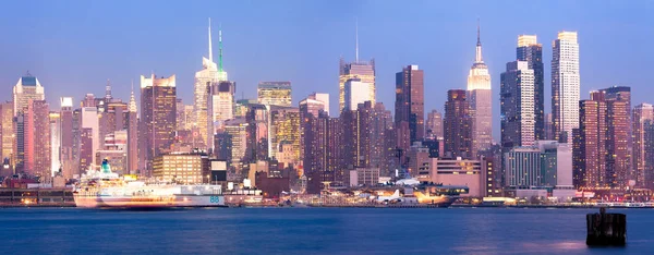 Ponoramic Utsikt Över Stadens Silhuett Midtown Manhattan Natten New York — Stockfoto