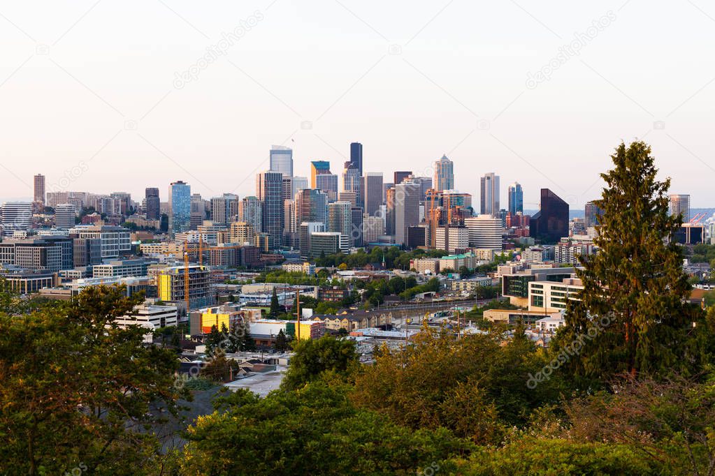 Downtown Seattle at dawn, Washington State, USA