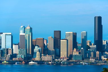 Puget ses, Seattle, Washington State, ABD genelinde şehir manzarası
