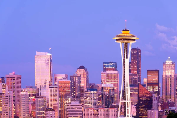 Silhuett Seattles Centrum Natten Washington State Usa — Stockfoto