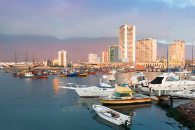 Şehir ve Iquique bağlantı noktasından, Şili, marina manzarası