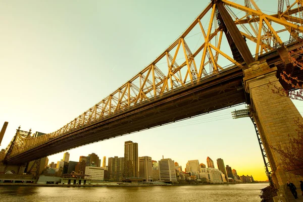 East River Manhattan New York City Abd Queensboro Köprüsü Stok Resim