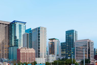 Bina downtown Seattle şafakta, Washington State, ABD