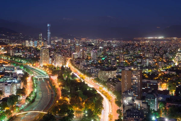 Vista Panoramica Dei Distretti Providencia Las Condes Santiago Del Cile — Foto Stock