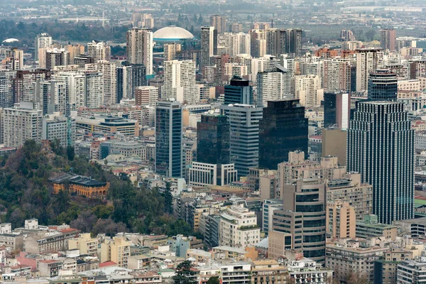 Widok Budynki Centrum Miasta Wokół Santa Lucia Hill Santiago Chile — Zdjęcie stockowe