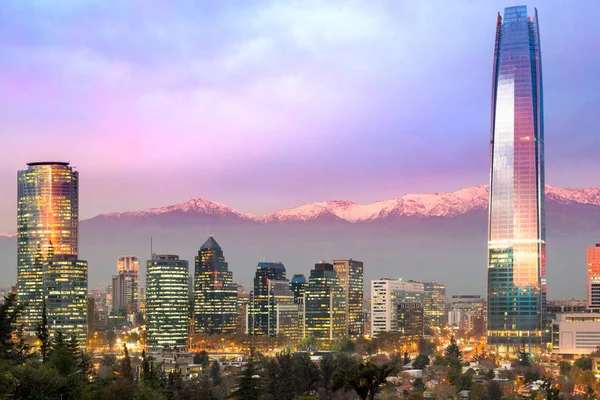 Skyline Santiago Chile Las Condes Providencia Districts Andes Mountain Range — Stock Photo, Image
