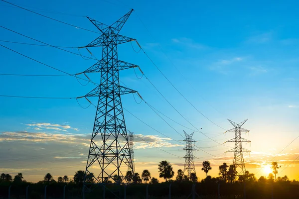 Linhas Energia Nascer Sol Assunção Paraguai — Fotografia de Stock