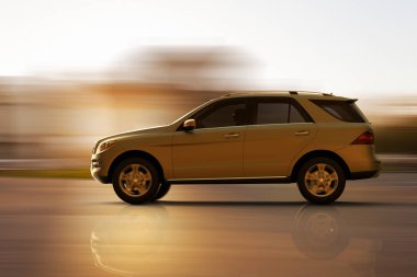 hızlı hareket eden SUV 3D render