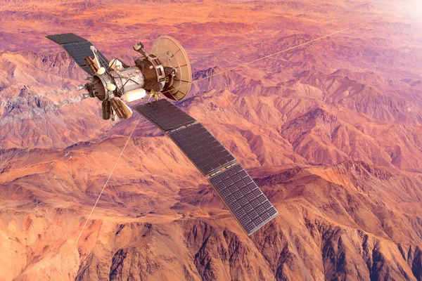 Rendering Conceptual Image Spacecraft Exploring Mars — Stock Photo, Image