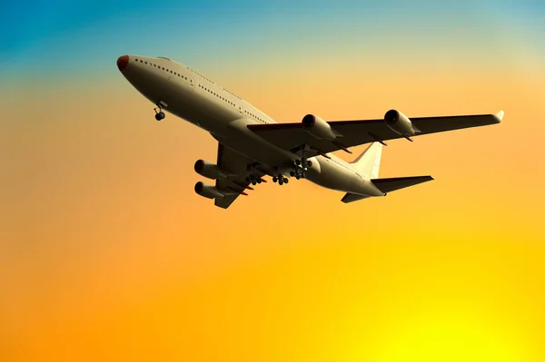 Rendering Airplane Take Landing — Stock Photo, Image