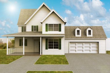 Bir evin cephe 3d render