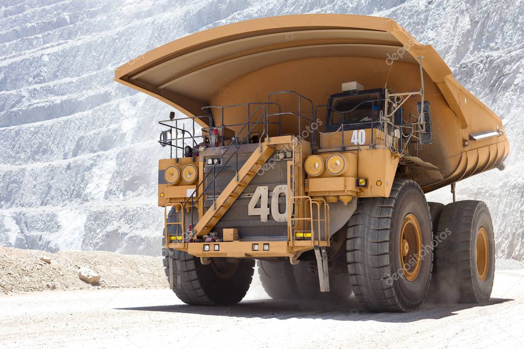 Huge dump truck in a open pit copper mine in northern Chile