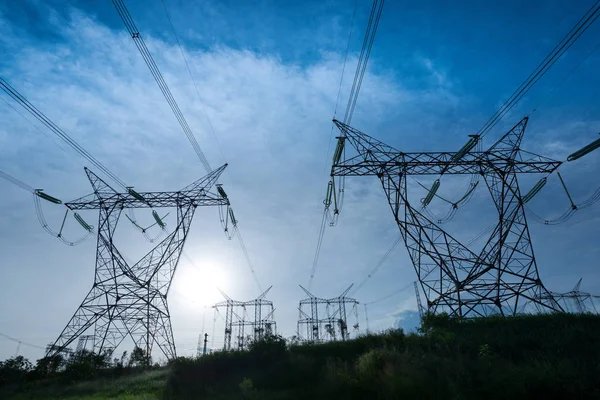 Líneas Eléctricas Que Salen Una Subestación Foz Iguazu Estado Paraná — Foto de Stock