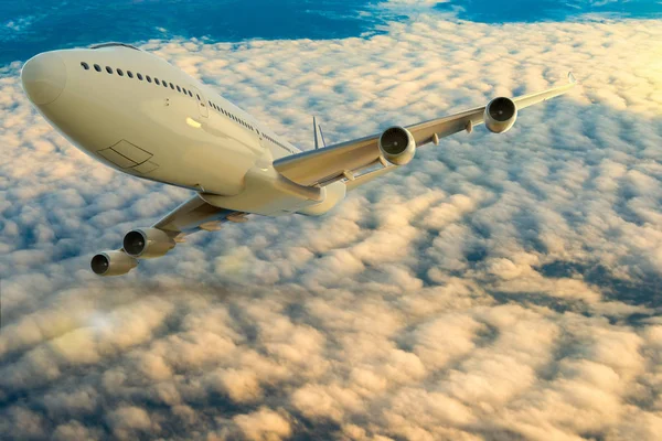 Rendering Commercial Airplane Flight Clouds — Stock Photo, Image