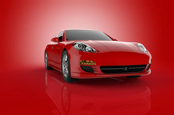Rendering Red Sports Car Red Background — Stock Photo, Image