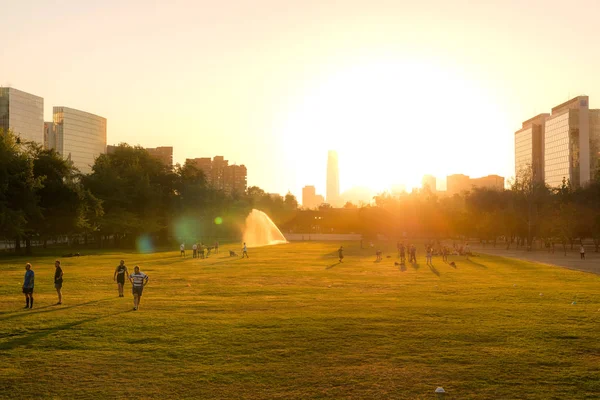 Santiago Region Metropolitana Chile Január 2019 Emberek Sportolnak Parque Araucano — Stock Fotó