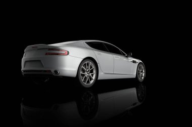 Siyah bir arka plan üzerinde bir spor araba 3d render