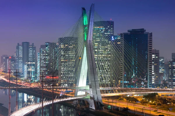 Geceleri Sao Paulo Silueti Brezilya — Stok fotoğraf