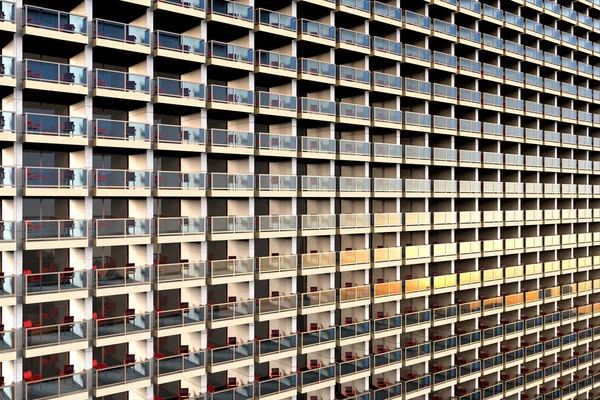 Rendering Uniformed Looking Apartments Huge Overcrowded Apartment Building — Stock Photo, Image