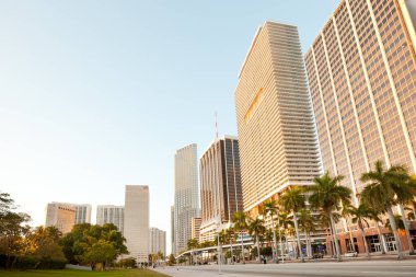 Miami, Florida, Amerika Birleşik Devletleri - 11 Mart 2012: Sabahın erken saatlerinde şehir merkezinde Biscayne Bulvarı.