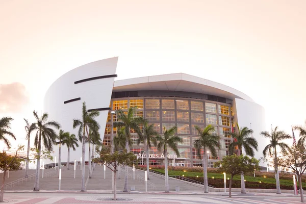 Centro Miami Florida Estados Unidos American Airlines Arena Amanecer — Foto de Stock
