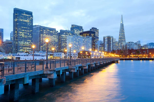 Gebäude Der Innenstadt Von Embarcadero Der Dämmerung San Francisco Kalifornien — Stockfoto