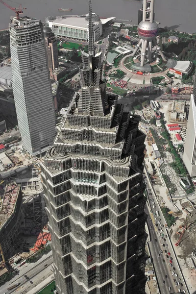 Pudong, Shanghai, China, Asia - Aerial view of the Jinmao Tower in Pudong.