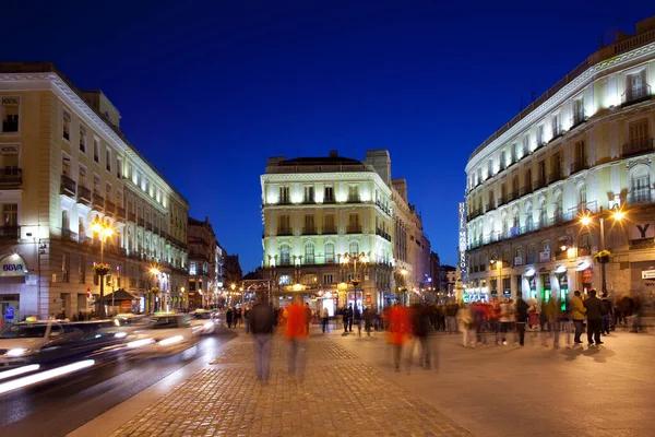 Şehir Merkezi Madrid Spanya Puerta Del Sol Şehir Merkezinde Hareketli — Stok fotoğraf