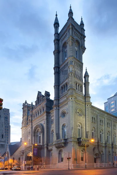 Downtown Filadélfia Pensilvânia Estados Unidos Masonic Temple Amanhecer — Fotografia de Stock