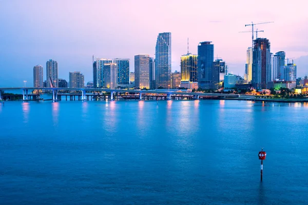 Miami Florida Estados Unidos Skyline Del Centro Miami Atardecer — Foto de Stock