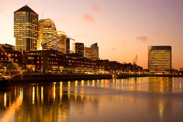 Cityscape Puerto Madero Dusk Capital Federal Buenos Aires Argentina South — стокове фото