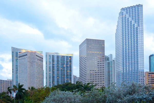 Ciudad Skyline Atardecer Del Centro Miami Florida Estados Unidos — Foto de Stock