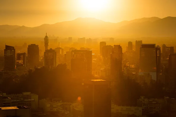 Santiago Chile Şehir Merkezi Şehir Merkezinin Ufuk Çizgisi — Stok fotoğraf