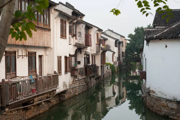 Tradycyjne Domy Kanały Suzhou Prowincja Jiangsu Chiny — Zdjęcie stockowe