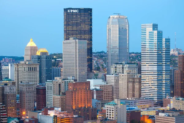 Pittsburgh Pennsylvania Spojené Státy Americké Panoramatický Pohled Mrakodrapy Centrální Obchodní — Stock fotografie