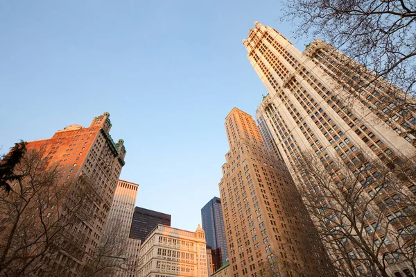 City Skyline City Hall Park Tribeca District Manhattan Nowy Jork — Zdjęcie stockowe