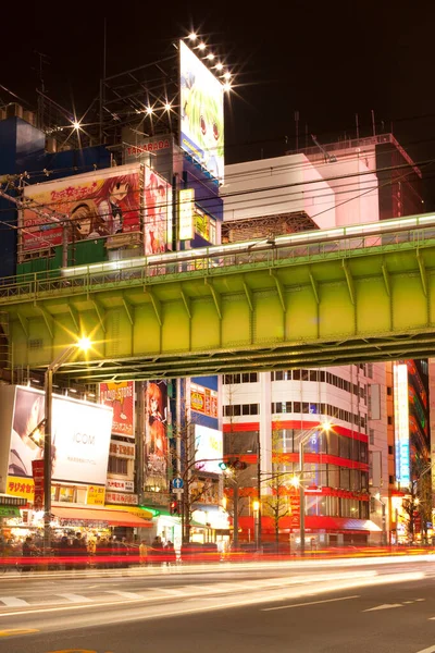 Tokio Kanto Region Honshu Japan Zug Auf Hochbrücke Akihabara Electric — Stockfoto