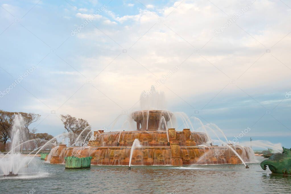 Chicago, Illinois, United States - Buckingham Fountain at Grant Park.