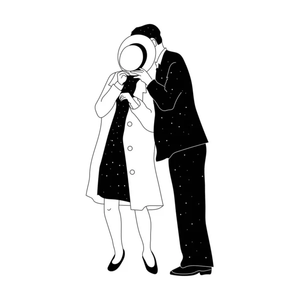 Pareja Blanco Negro Besando Escondido Con Sombrero Vector De Stock C Universehearsus Pareja Blanco Negro Besando Escondido Con Sombrero Vector De Stock C Universehearsus