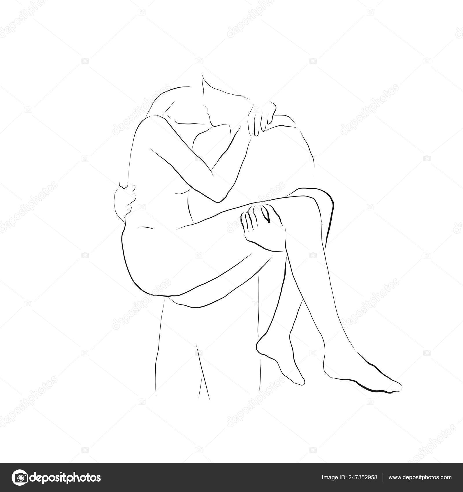 picture Man Holding Woman From Behind Drawing man holding kissing naked woman vector image by c universehearsus vector stock 247352958