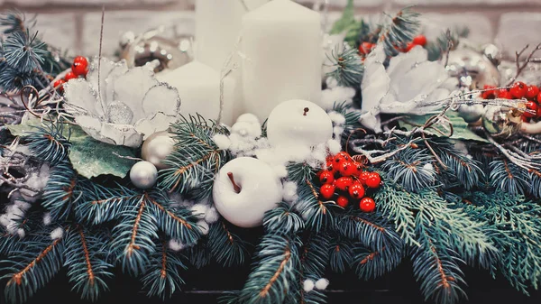 Natal Três Decorações Perto — Fotografia de Stock