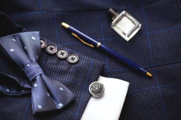 Luxe Mode Mannen Manchetknopen Accessoires Voor Tuxedo Butterfly Stropdas Zakdoek — Stockfoto