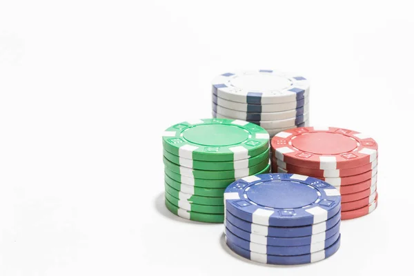 Stack Poker Chips White Background — Stock Photo, Image