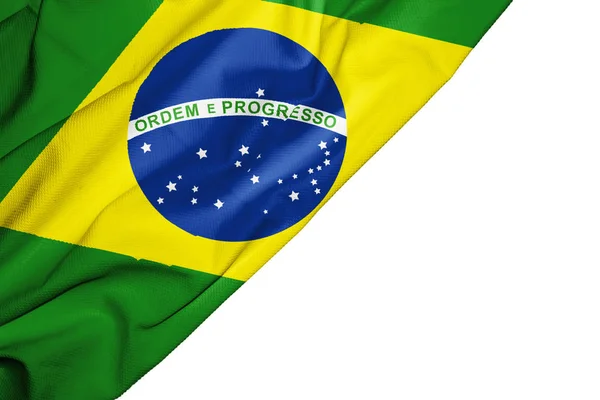 Bandera Brasil Tela Con Copyspace Para Texto Sobre Fondo Blanco — Foto de Stock