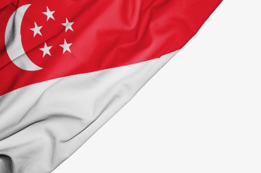 Beyaz b üzerinde metin için copyspace ile kumaş Singapur bayrağı