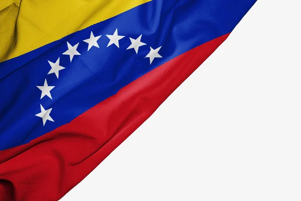 Venezuela vlajka tkaniny s copyspace pro text na bílém b — Stock fotografie