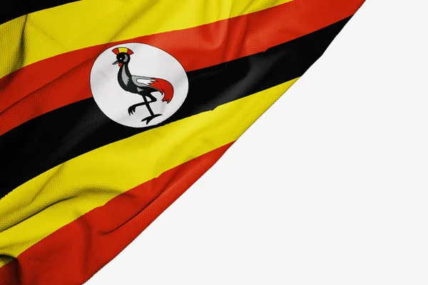 Beyaz sırt üzerinde metin için copyspace ile kumaş Uganda bayrağı — Stok fotoğraf