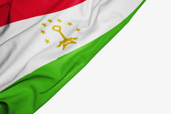 Beyaz metin için copyspace ile kumaş Tacikistan bayrağı — Stok fotoğraf
