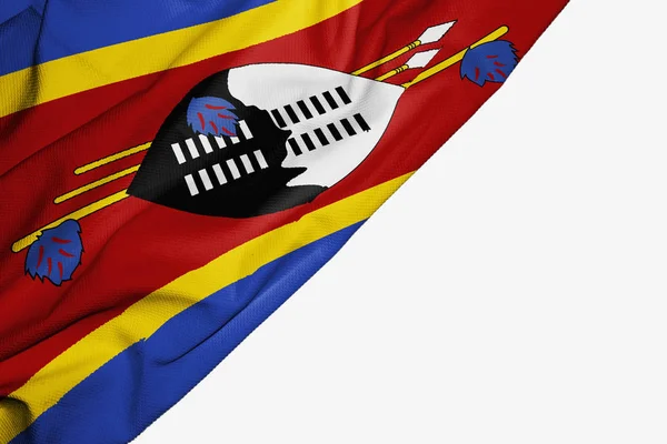 Beyaz b üzerinde metin için copyspace ile kumaş Svaziland bayrağı — Stok fotoğraf