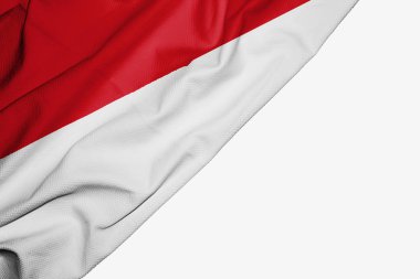 Beyaz sırt üzerinde metin için copyspace ile kumaş Monako bayrağı